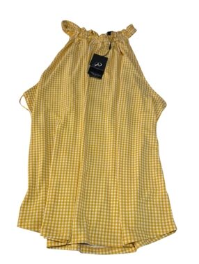 ADRIANNA PAPELL Yellow Gingham Halter Tank Top